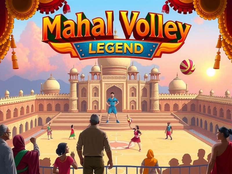 Mahal Volley Legend Official Cover Art Mahal Volley Legend game cover showing Indian palace volleyball arena with regional characters